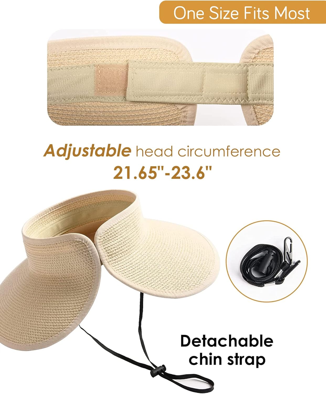 FURTALK Sun Hats for Women Wide Brim Beach Hat Straw Visor Ponytail Summer UV Packable Foldable Beach Vacation Essentials - Image 3