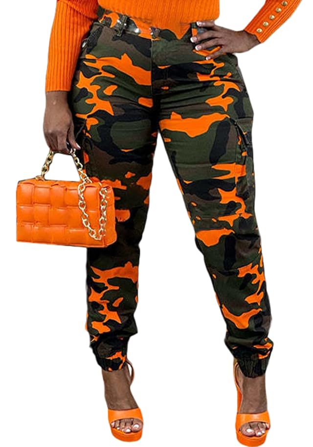 NRTHYE Women Camo Cargo Pants Camouflage Sweatpants Joggers Casual Army Fatigue Pants