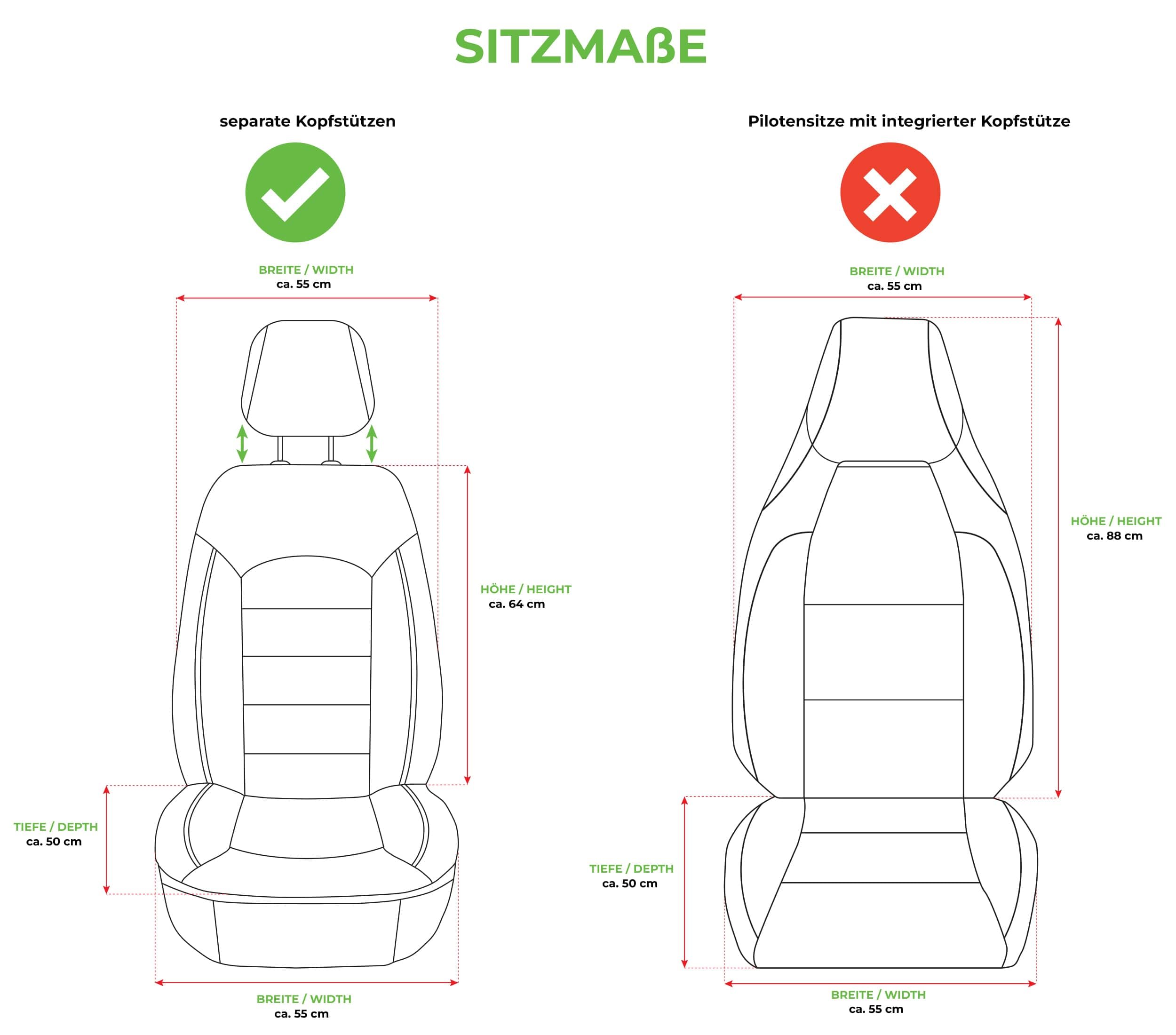 Autositzbezüge Universal für PKW, SUV – Premium Vordersitzbezüge Braun/Beige, hochwertig verarbeitet für mehr Sitzkomfort, Airbag-kompatibel, Schonbezüge für Fahrer & Beifahrersitz mit Rückentasche