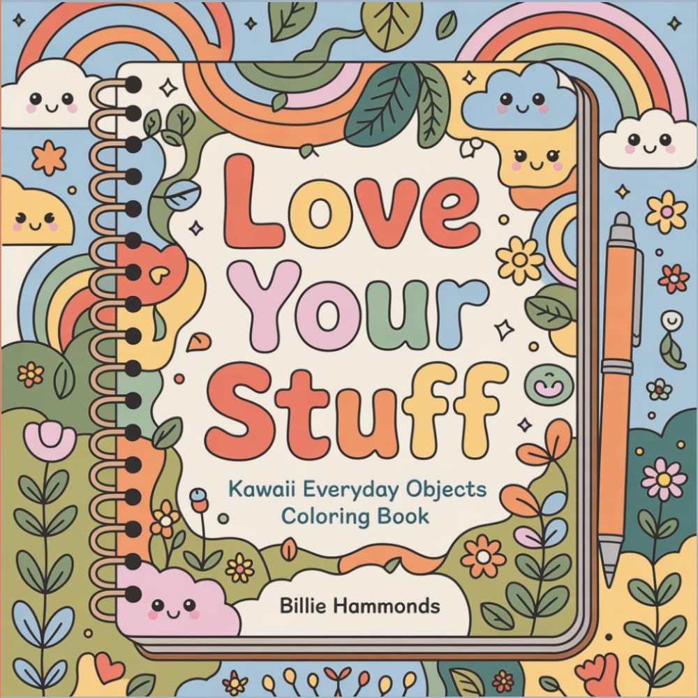 Love Your Stuff: Kawaii Everyday Objects Coloring Book, Adorable Household Items, Office Supplies & Daily Essentials with Hearts - Bold and Easy for Stress Relief & Relaxation