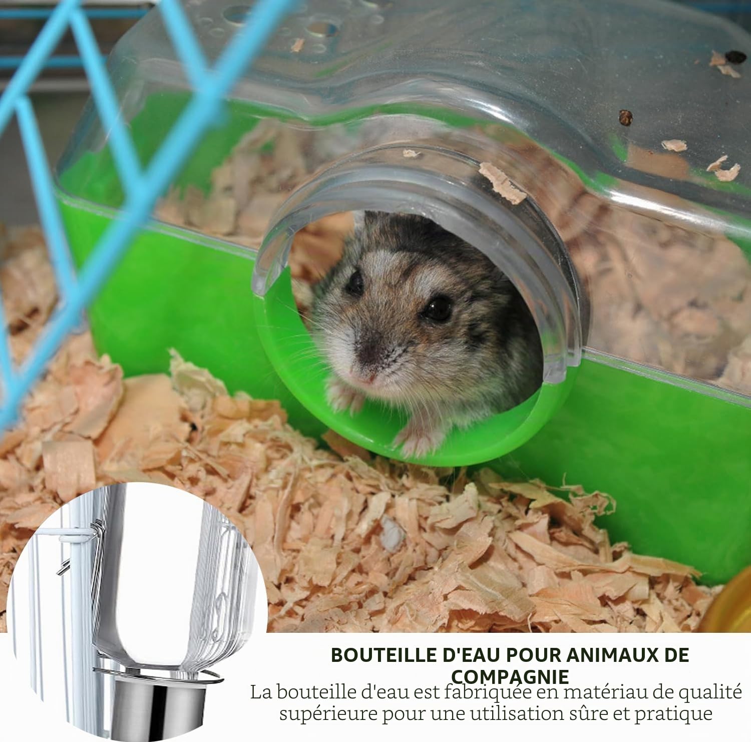 Biberon Lapin, 2 Pièces Suspendus Lapin Deau Distributeur, Rongeur Distributeur Eau, Abreuvoir pour Les Rongeurs, pour Abreuvoir Rongeur, Chatons, Chiens, Hamsters, 350 ML + 180 ML