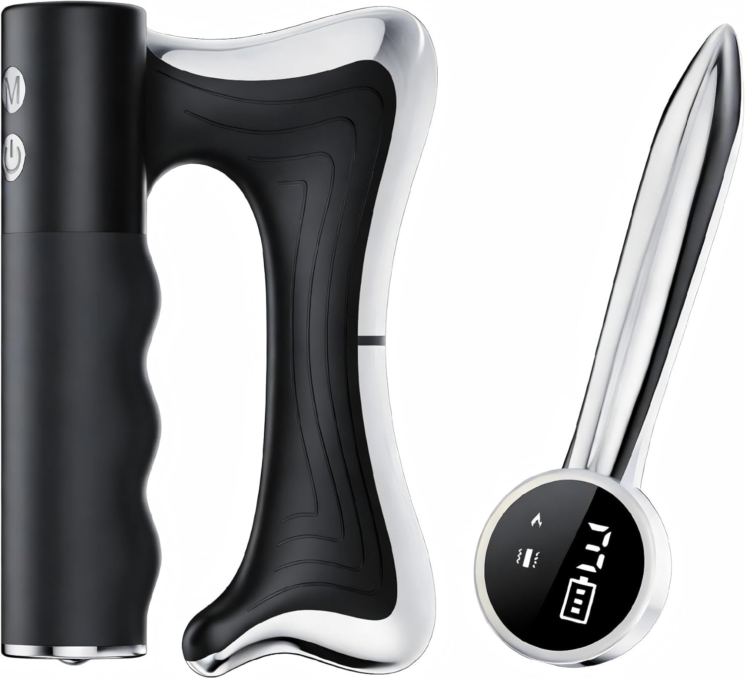 Electric Muscle Scraper Tool with Vibration,Massage& Heatand& Microcurrent,Portable Heated Muscle Scraping Tool for Full Body Muscle Recovery,Relaxation,Pain Relief-Electrothermal Fascia Cutter(Black)