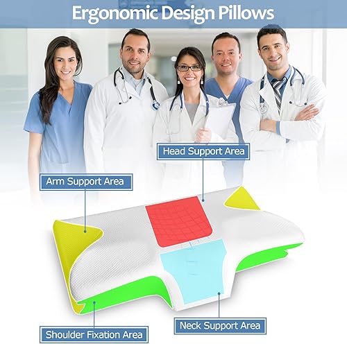 Miniatura 3 de Ynipanda Almohada cervical de espuma viscoelástica, almohada ergonómica para el cuello para aliviar el dolor de cuello y hombros, adecuada para