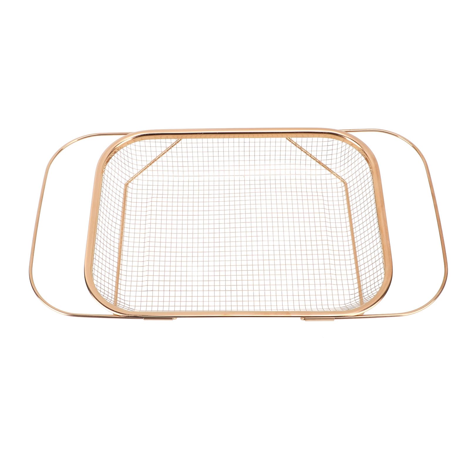 Over Sink Colander, Stainless Steel Sink Drain Strainer Basket with Handles Fine Mesh Expandable Rectangle Mesh Strainer for Kitchen (Rose Gold)