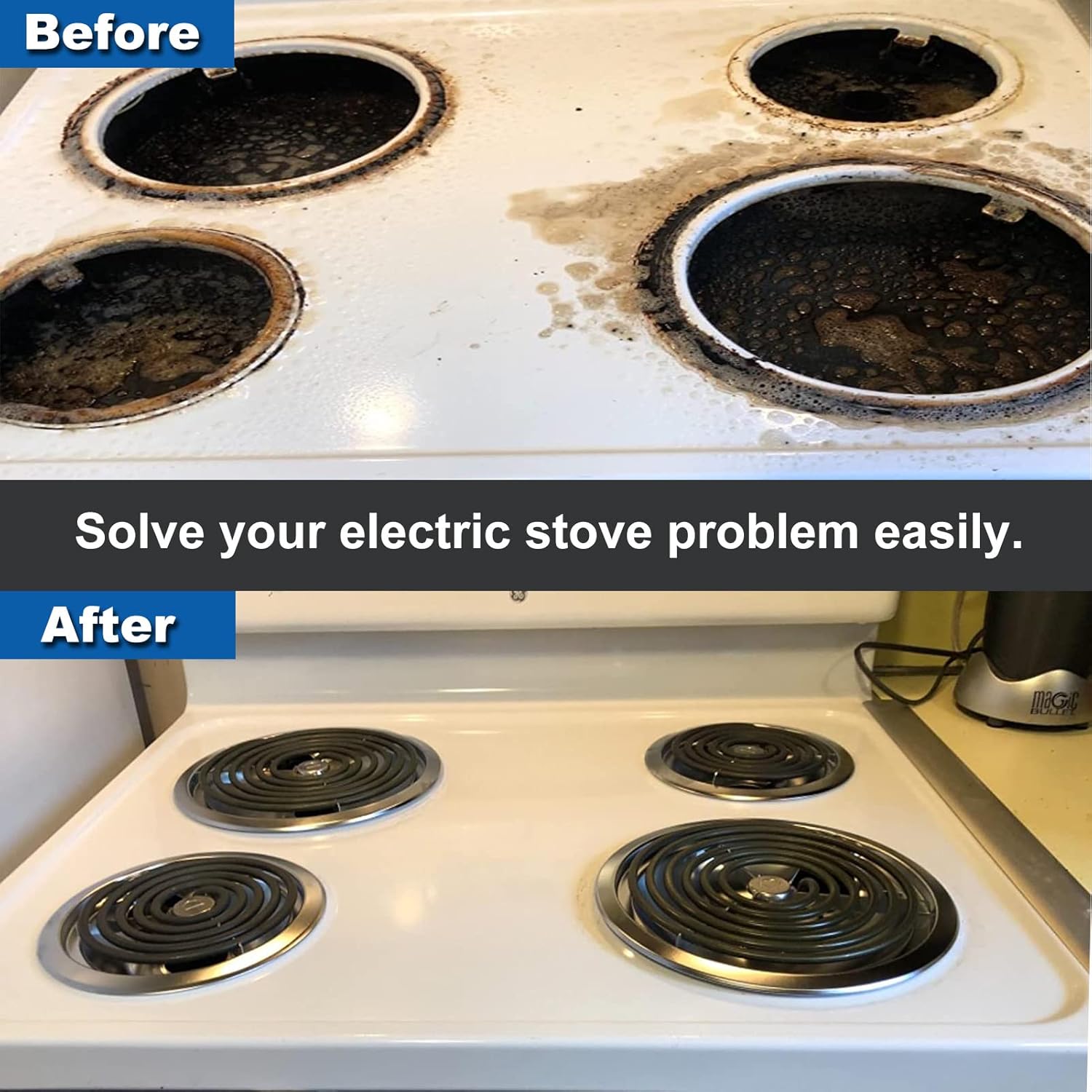 4 Pack WB30M1 and WB30M2 Electric Stove Burner Replacement for GE Hotpoint Kenmore, Range Stove Top Surface Element Burner include 2 WB30M1 (6") and 2 WB30M2 (8"), Bring Your Stove Back to Life : Appliances