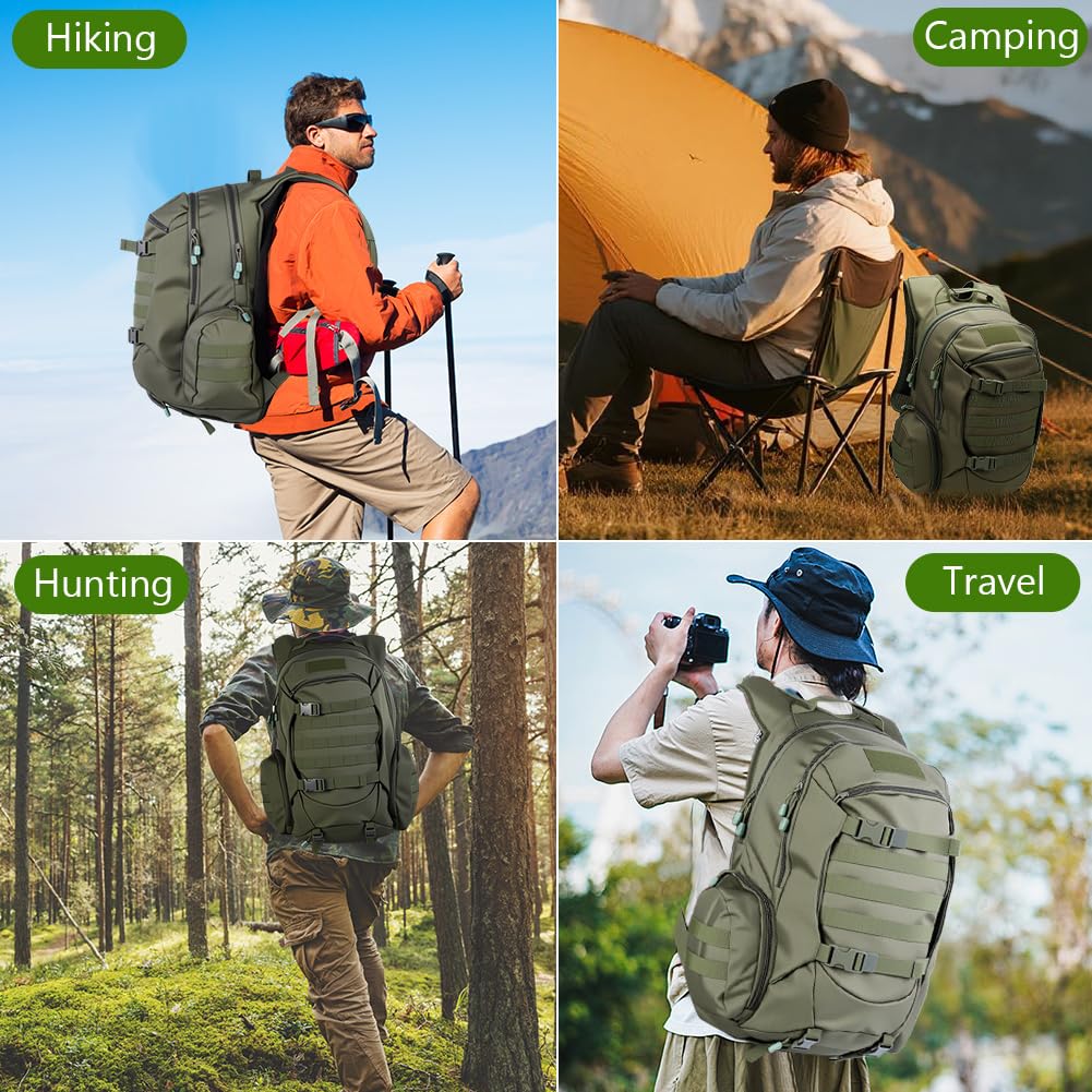 lyrlody Zaino da trekking, campeggio, escursionismo, con copertura antipioggia con sacca d'acqua da 2 l
