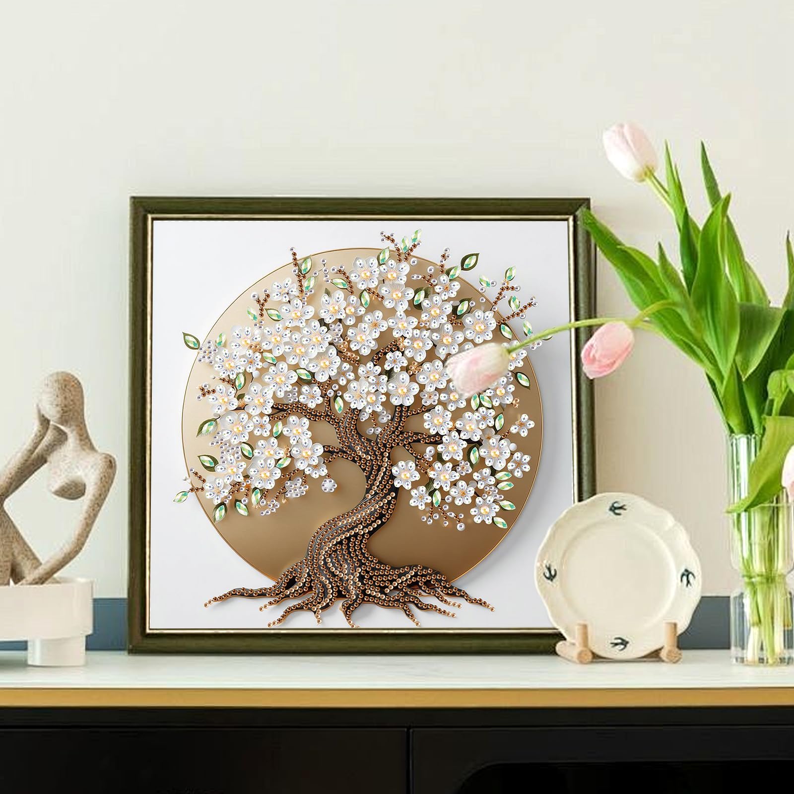 5D Diamond Painting Kit - White Blossom Tree -4