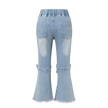Amazon.com: Girls Casual High Waisted Flare Split Raw Hem