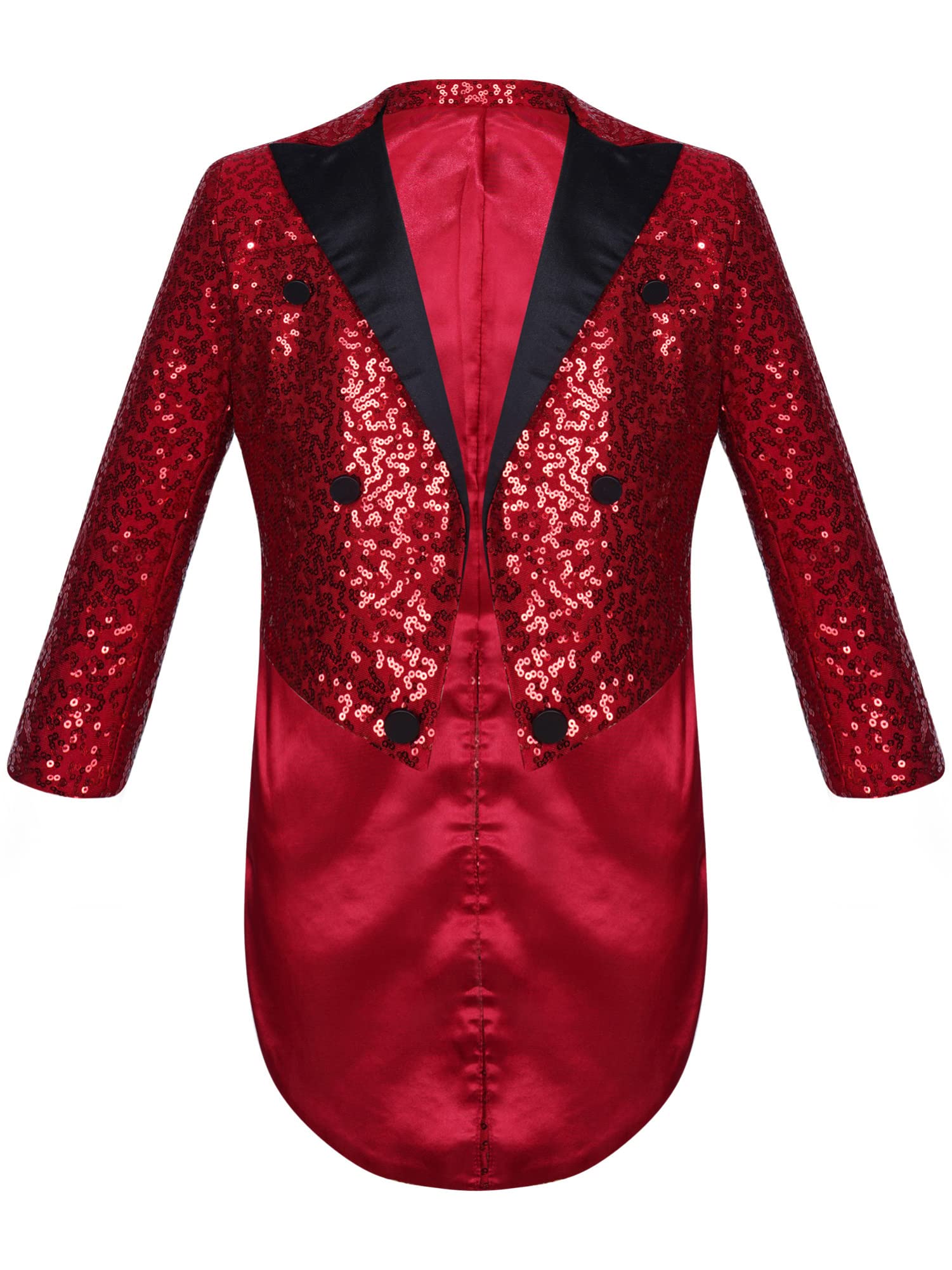IEFIEL Esmoquin de Lentejuelas para Niño Chaqueta de Fiesta Vestir Formal de Boda Cóctel Chaqueta de Mago Disfraz de Fiesta Carnaval 5-16 Años Borgoña 13-14 años