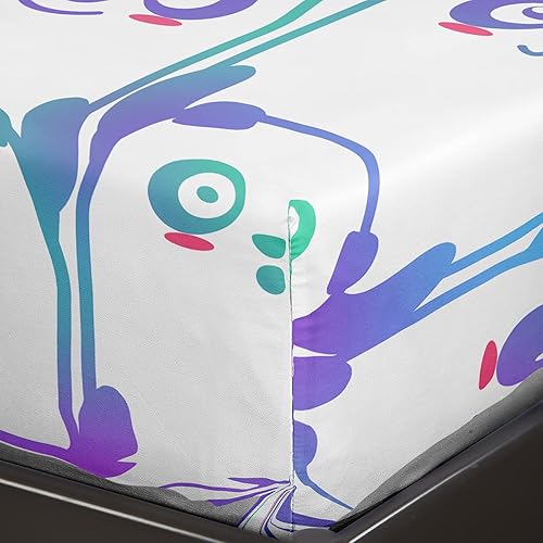 Miniatura 7 de BailiPromise Juego de sábanas de 4 piezas con diseño de panda de dibujos animados tamaño Queen, diseño de animales kawaii, sábana bajera estampada