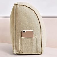 Vista 7 de Almohada triangular para sofá cama, almohada triangular cómoda para cabecera de lectura, respaldo de cuña, cojín de apoyo lumbar para cuello y Azul