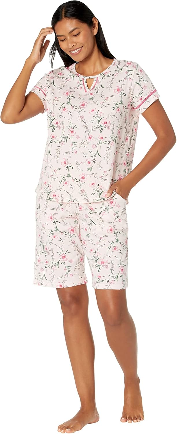 Karen Neuburger Women's Short Sleeve Top and Bermuda Pant Bottom Pajama Set