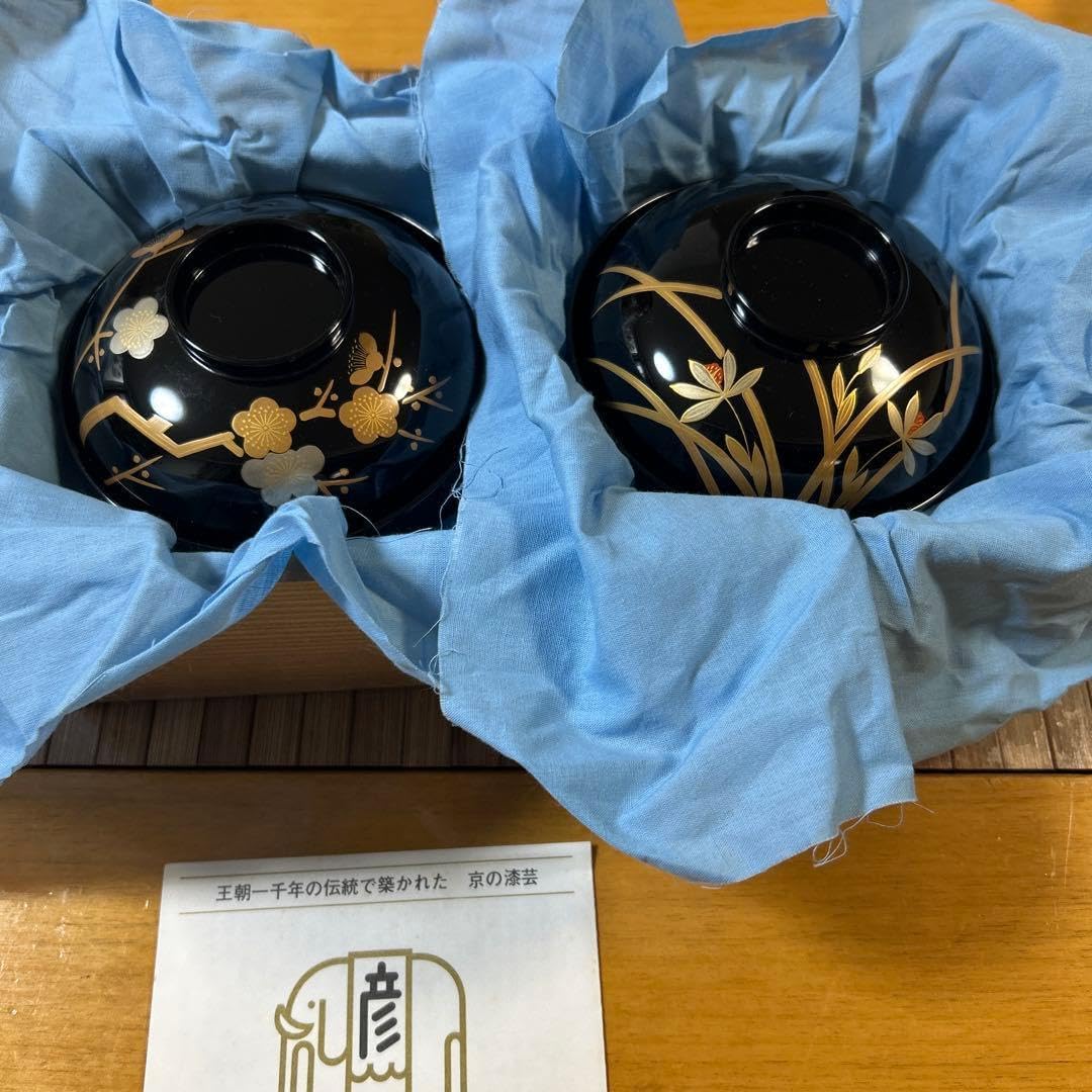 京都平安象彦 天然木 本漆塗 蒔絵 久美椀 金銀初梅 春蘭 商品