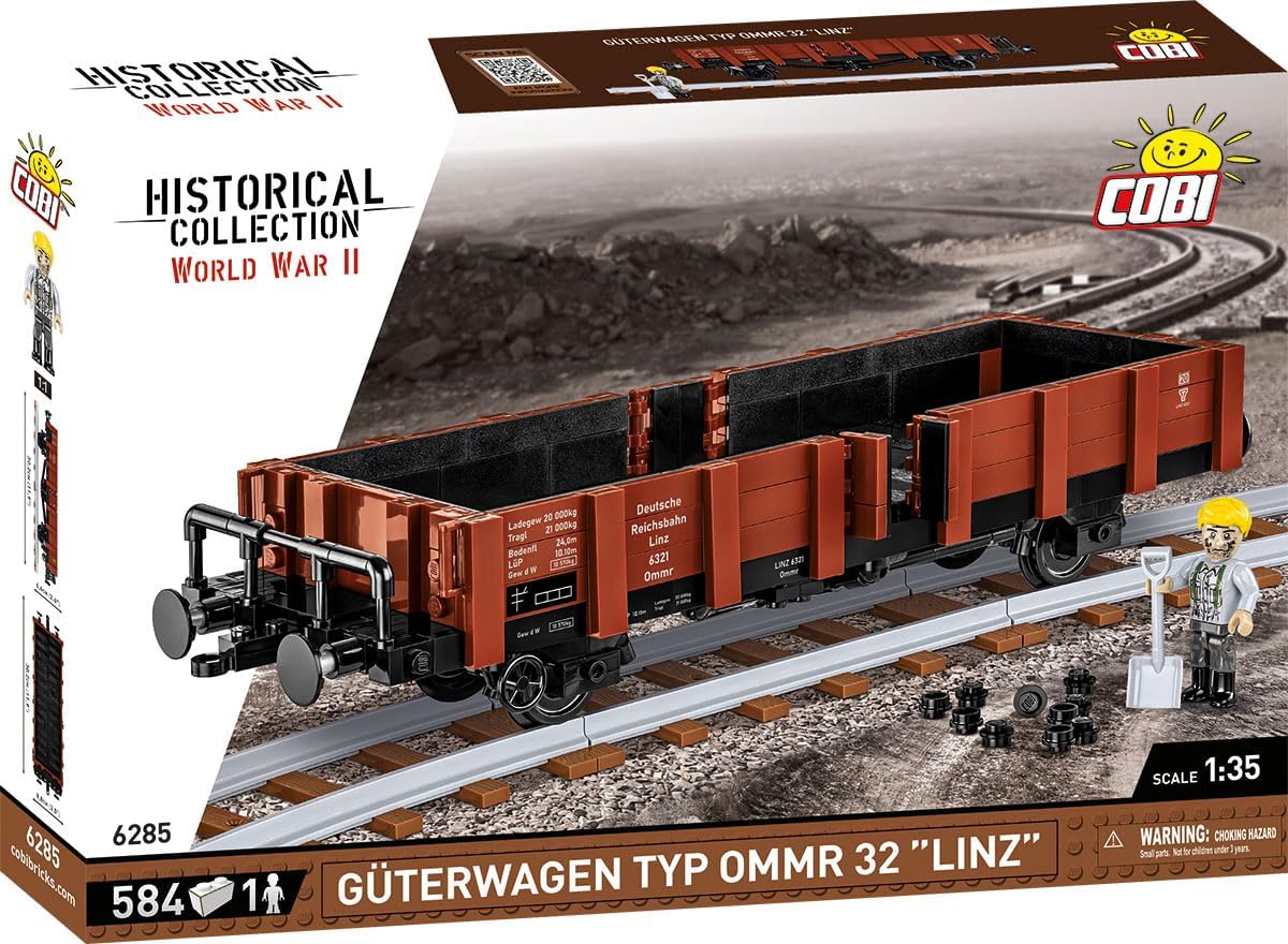 COBI Historical Collection WWII Güterwagen Type Ommr 32 "LINZ Locomotive Building Set, 584 Pieces