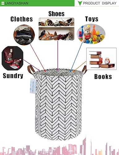 Miniatura 6 de LANGYASHAN Cesta de Ropa Sucia de Tela de Lona Plegable Organizadora para Contenedor de Almacenamiento Contenedores de Juguetes Cestas de Regalo