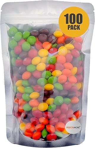 Bolsas de pie, 6 x 9 pulgadas, resistentes, paquete de 100, parte delantera transparente con parte trasera de papel de aluminio, cierre hermético