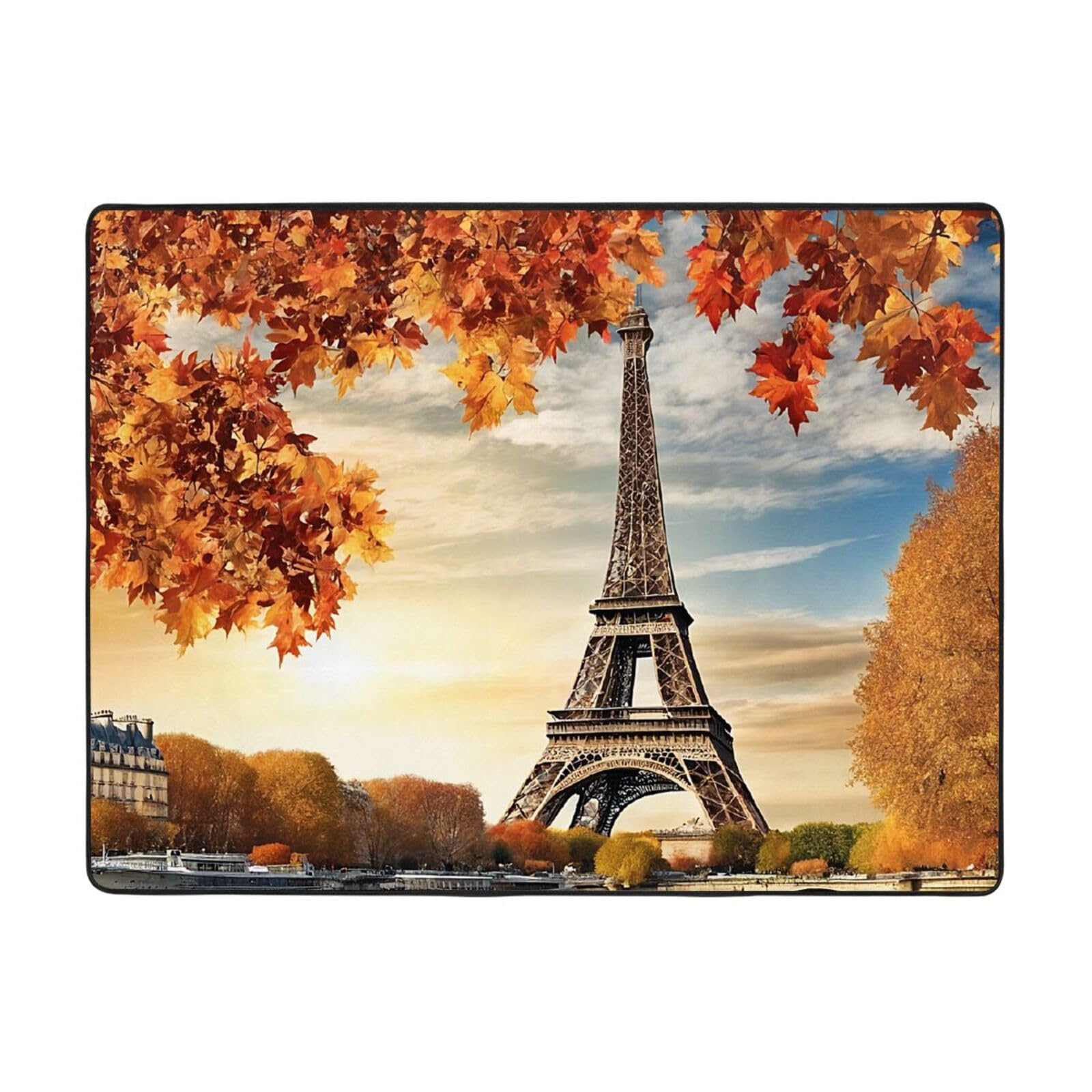 Tapis de salon motif Tour Eiffel Paris en tissu doux pour chambre et dortoir - 160x121 cm