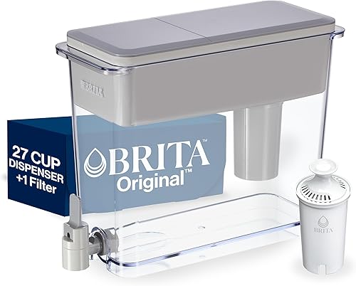 Brita UltraMax - Dispensador de agua grande con filtro estándar, sin BPA, reduce las impurezas de cobre, cadmio y mercurio, dura 2 meses o 40