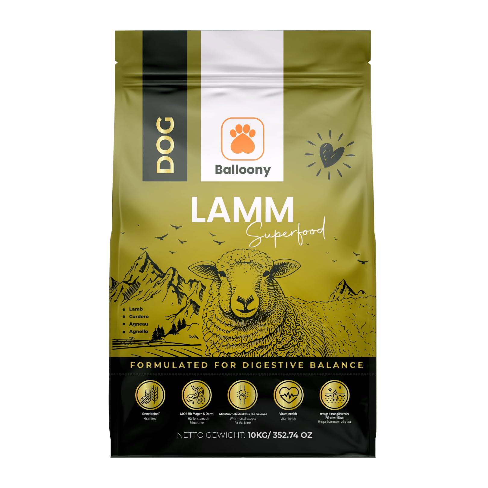 German Shephy Dog Food | Hypoallergen | Getreidefreies Hundefutter trocken | Lamm & Reis | Magen schonend für ernährungssensible Hunde | Mit hohem Fleischanteil (10kg)