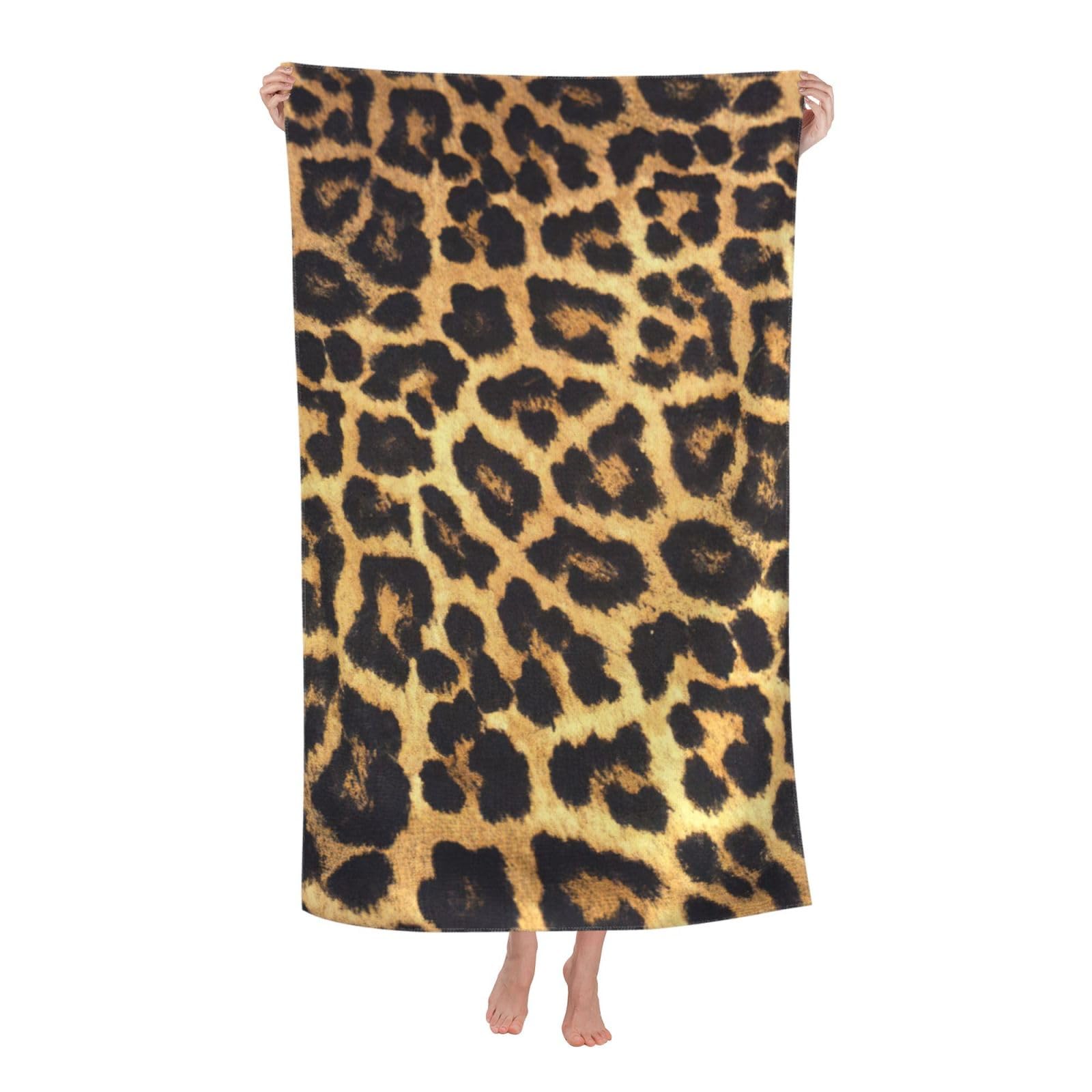 NImongt Leopard Print Print Oversized Adult Beach Towel For Travel Weekend Getaways Festivals Camping Trips