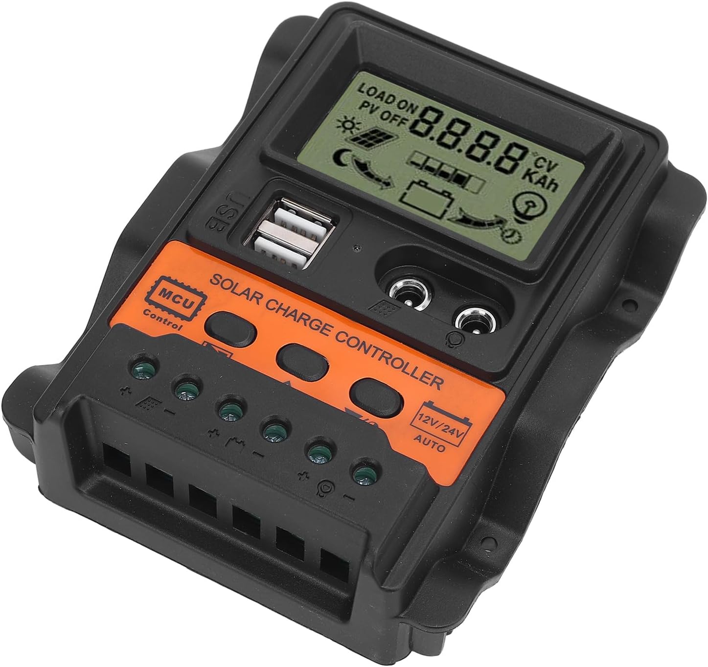 Solar Charge Controller, PWM Technology, Dual USB Ports, LCD Display, Efficient Off-grid Power Management for RVs, Trailers, Boats (80A)