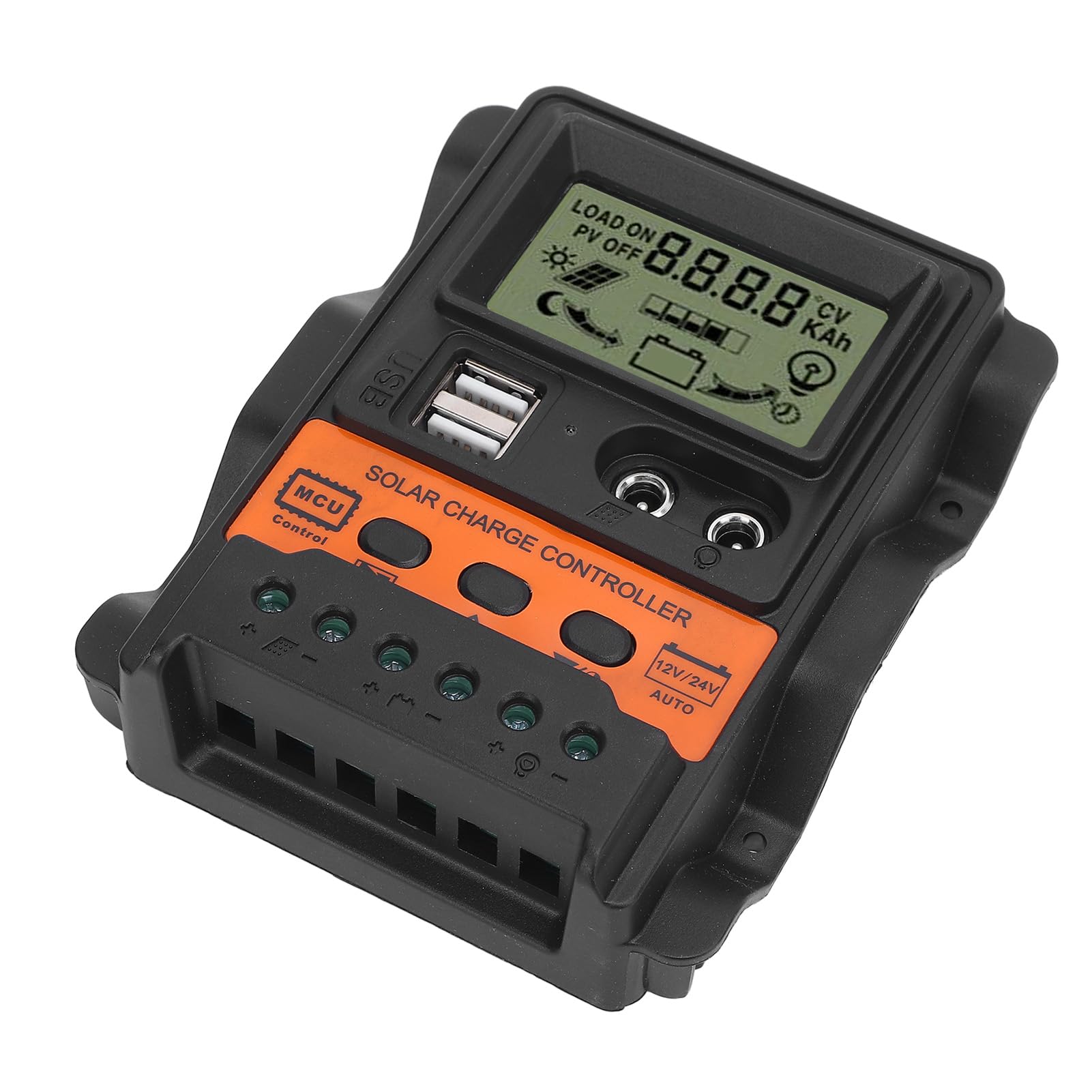 Solar Charge Controller, PWM Technology, Dual USB Ports, LCD Display, Efficient Off-grid Power Management for RVs, Trailers, Boats (80A)