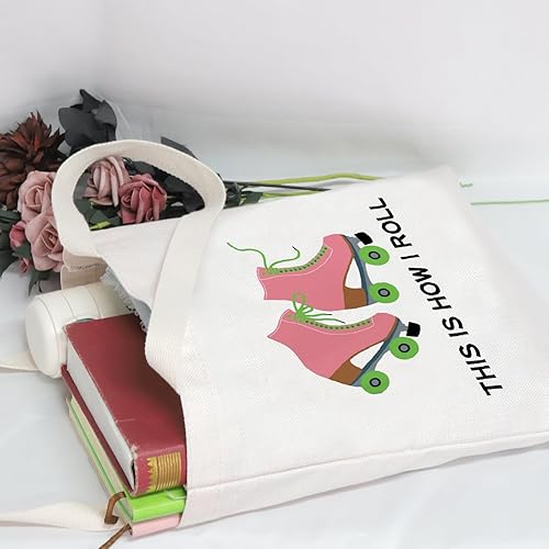 Miniatura 3 de POFULL Bolsa de maquillaje para amantes del patinaje sobre ruedas, así es como me rollo bolsa de cosméticos, Bolsa de asas para patinadora