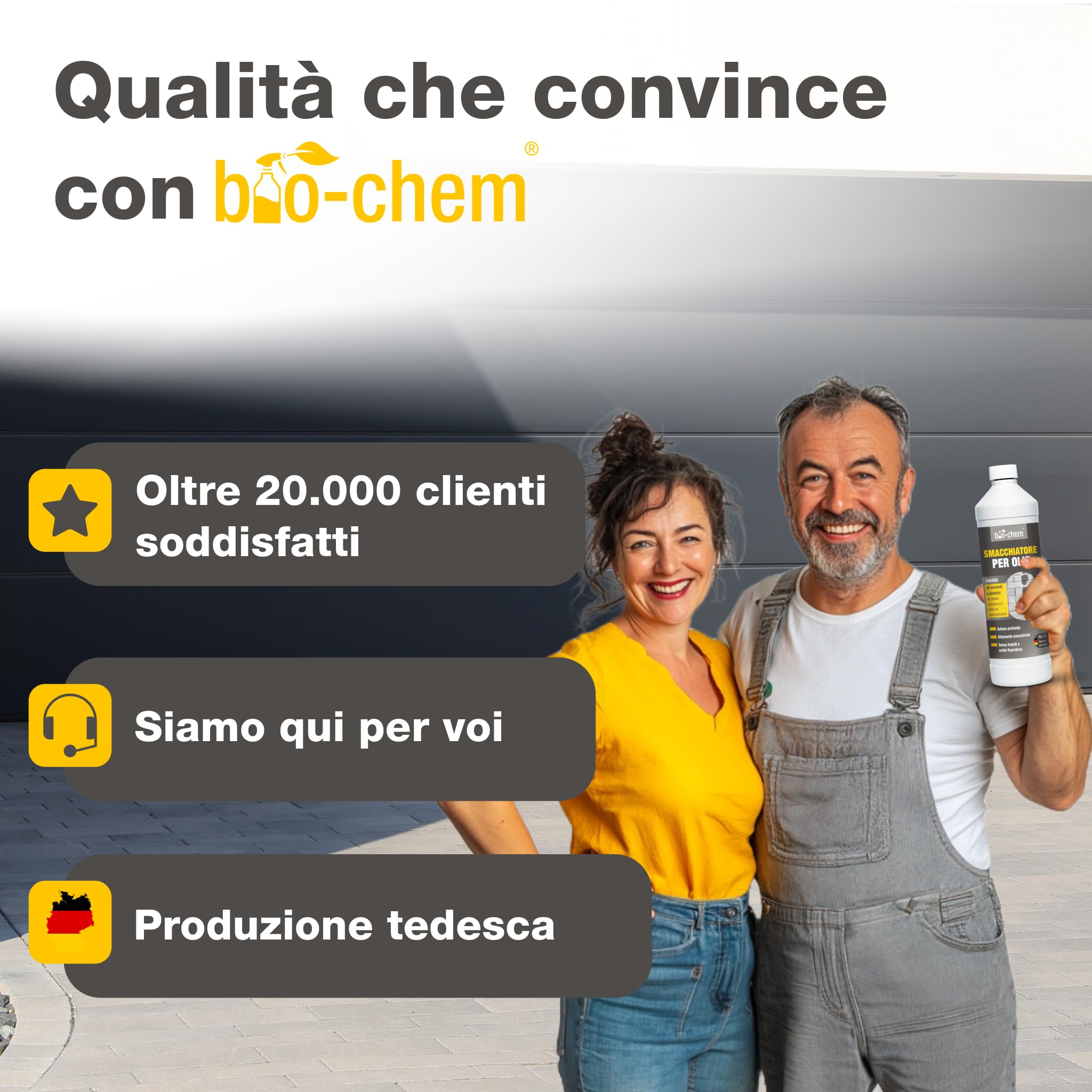 bio-chem - Smacchiatore per Macchie d'olio 2L - Smacchiatore concentrato biodegradabile - Pulizia per pavimentazioni in Pietra, Asfalto - Detergente per Auto, Garage e terrazzi