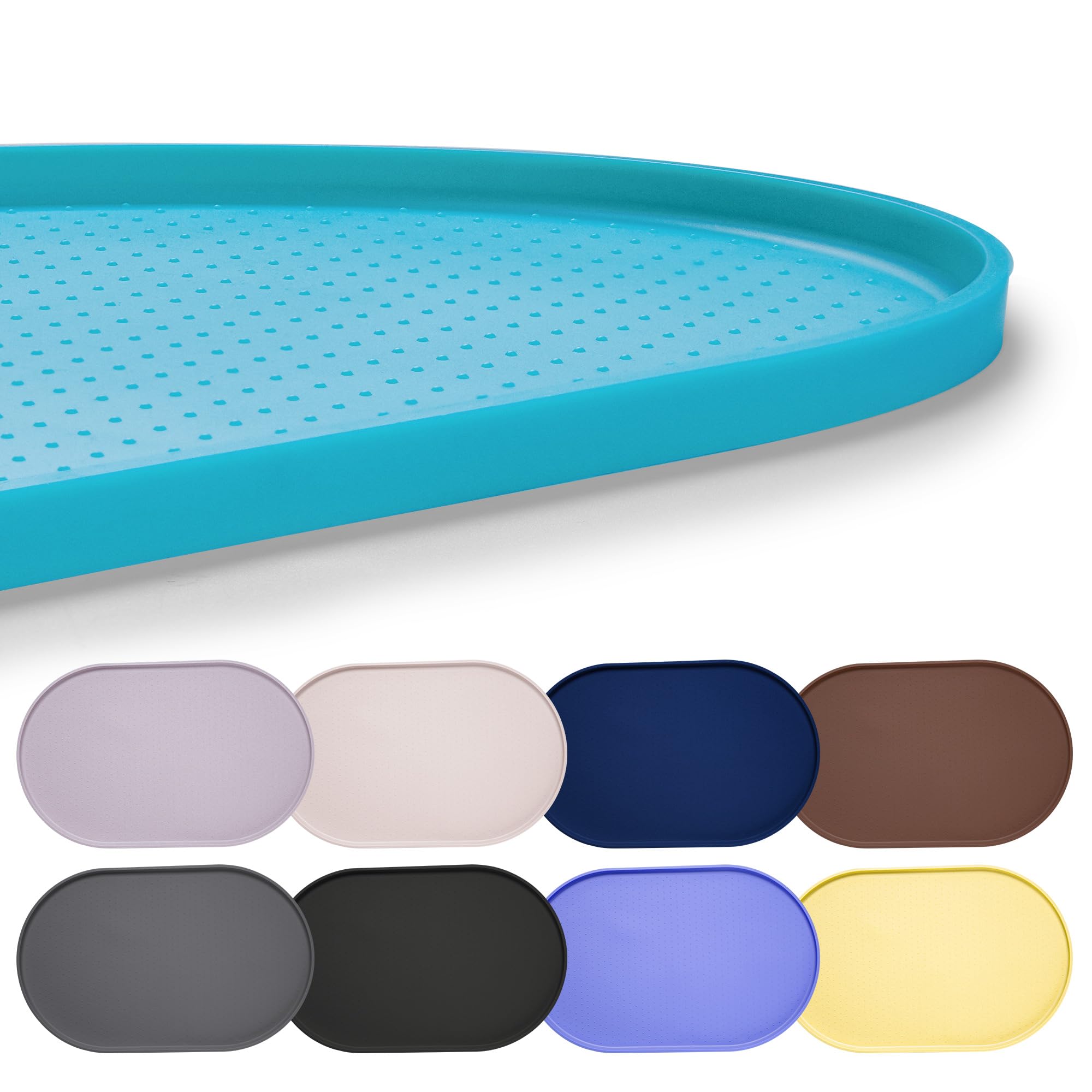 Hubulk 100% Waterproof Silicone Pet Feeding Mat with Raised Edge for Food and Water, Dog Bowl Mats, Cat Bowls Placemat with High Lip Protects Floor for Cats and Dogs (Teal, 32"L x 24"W)