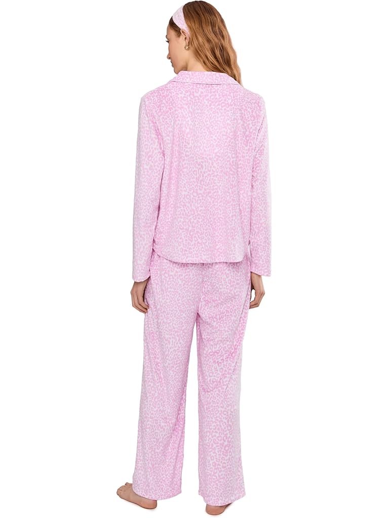 Animal Print Karen Neuburger Minky Fleece Long Sleeve Notch Top & Long Pants Set