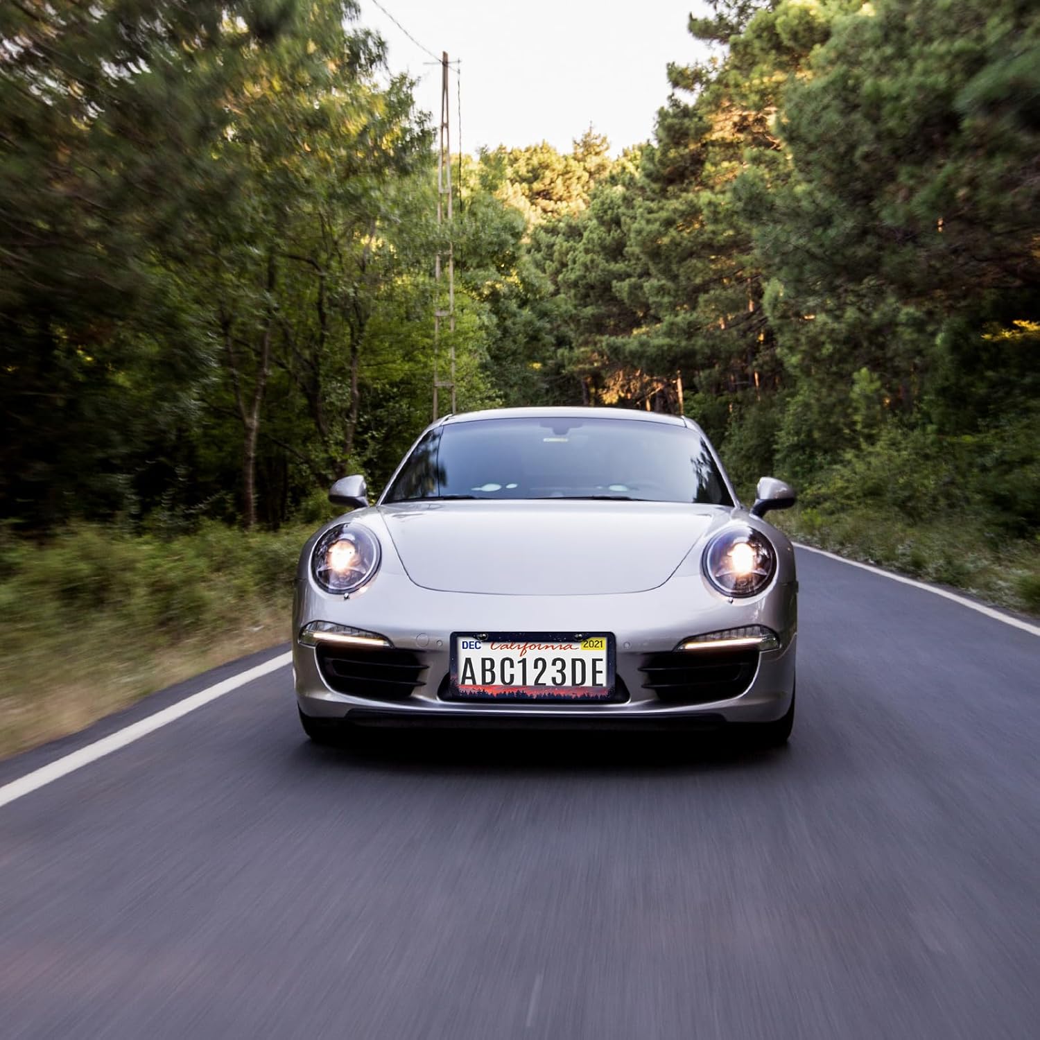 Night Starry Sky License Plate Frame Galaxy Forest License Plate Holder for Car Accessories for Car Decor Fits Standard Us Vehicles Size 12 x 6 Inches with 2 Holes and Screws - Image 7