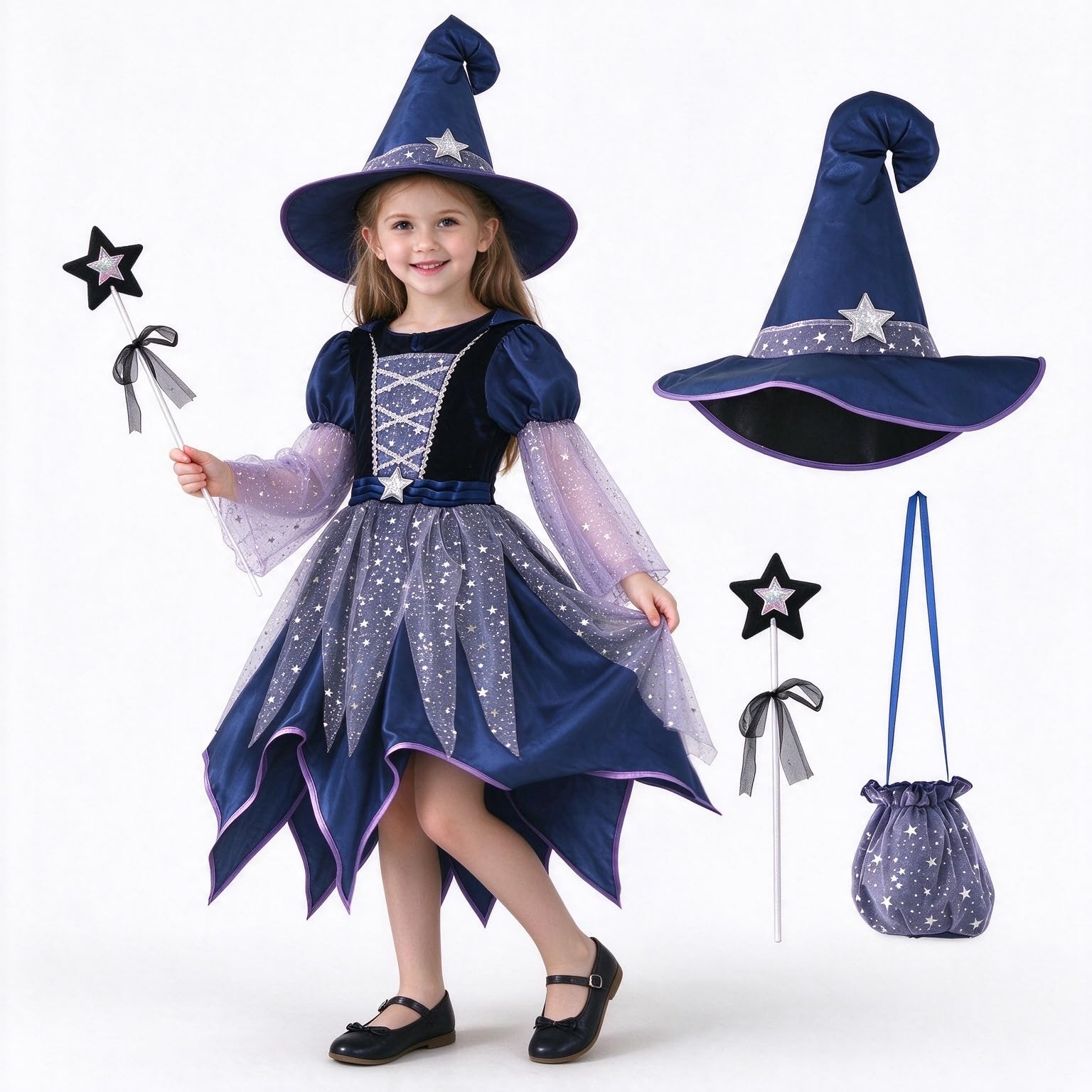 Witch Costume Kids Halloween Costumes for Kids Girls Cosplay Costume Set