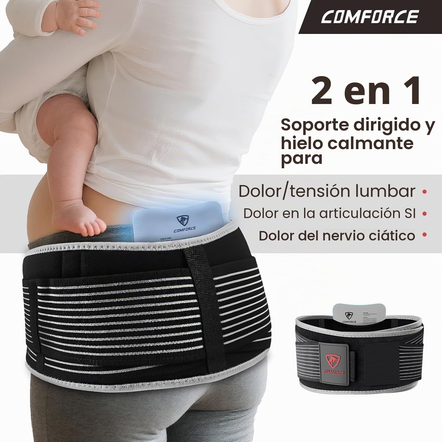 Sacroiliac SI - Cinturón de cadera articular con bolsa de hielo, doble ajustable y de compresión, soporte de cadera para mujeres y hombres para dolor de ciática, pelvis, cintura, alivio
