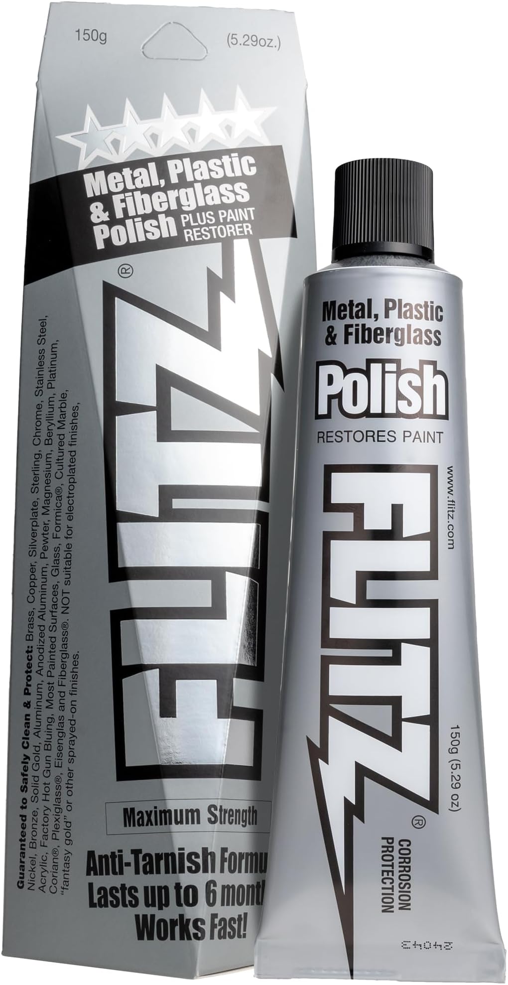 Flitz Metal Polish Paste - 5.29oz USA-Made Polish for Solid Chrome, Stainless Steel, & Aluminum - Non-Abrasive for Light Oxidation - Requires Manual Buffing - Not for Plated/Coated Surfaces (1 Pack)