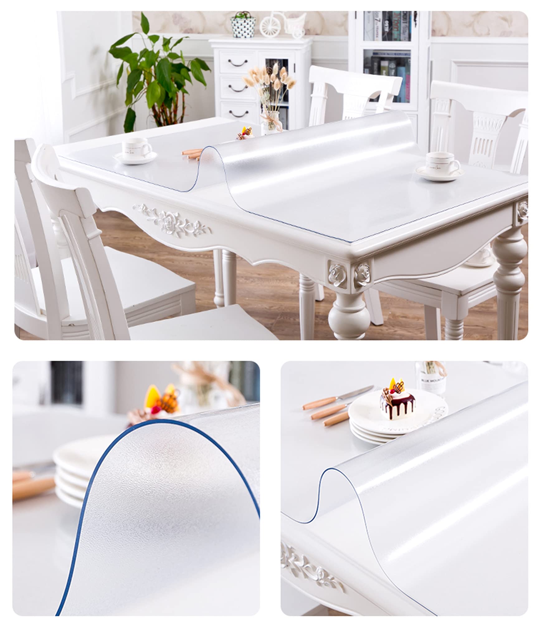 Sous-main de bureau imperméable et transparent en PVC antidérapant - Protection de table résistante à la chaleur - Pour bureau ou maison - 140 x 60 cm
