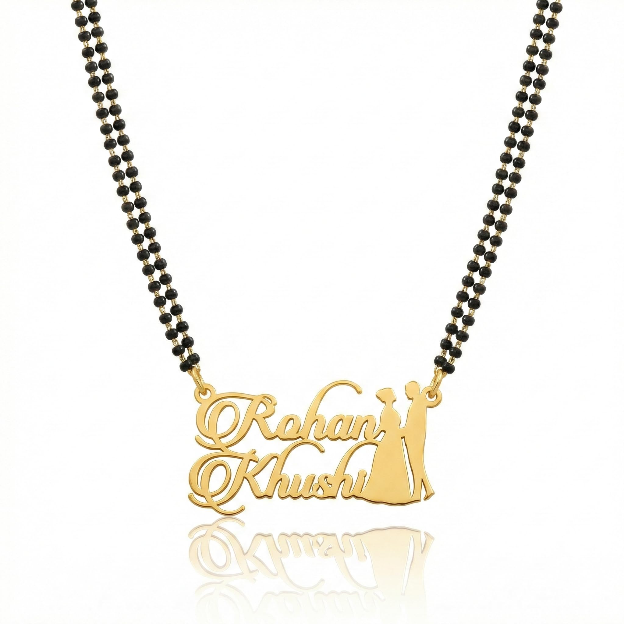 Couple Name Necklace Elegant Mangalsutra Chain for Him Her Personalized 2 Name Box Design-image-20