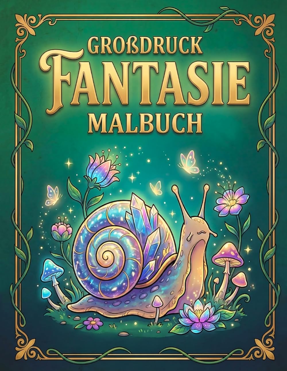 Großdruck Fantasie Malbuch: 50 einfache und entspannende magische Motive für Erwachsene und Senioren
