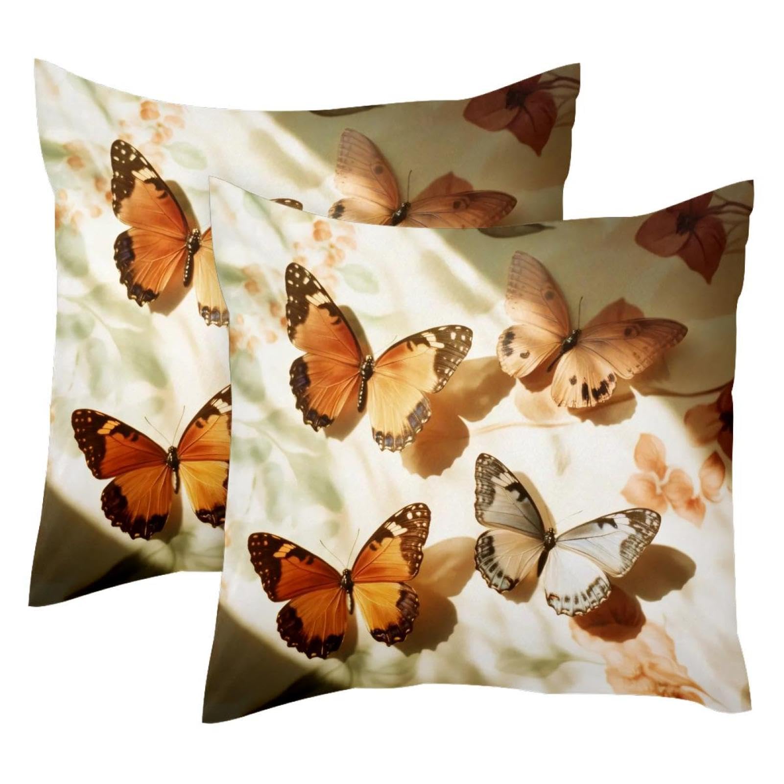 Housse de coussin velours 50x50 cm lot de 2 motif papillon