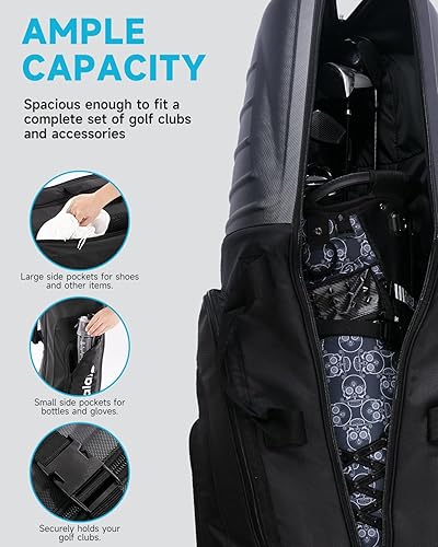 Miniatura 4 de Royalaxe Bolsas de viaje de golf para aerolíneas con ruedas de tanque y funda rígida ABS, bolsa de golf de viaje ligera, protege los palos de golf,
