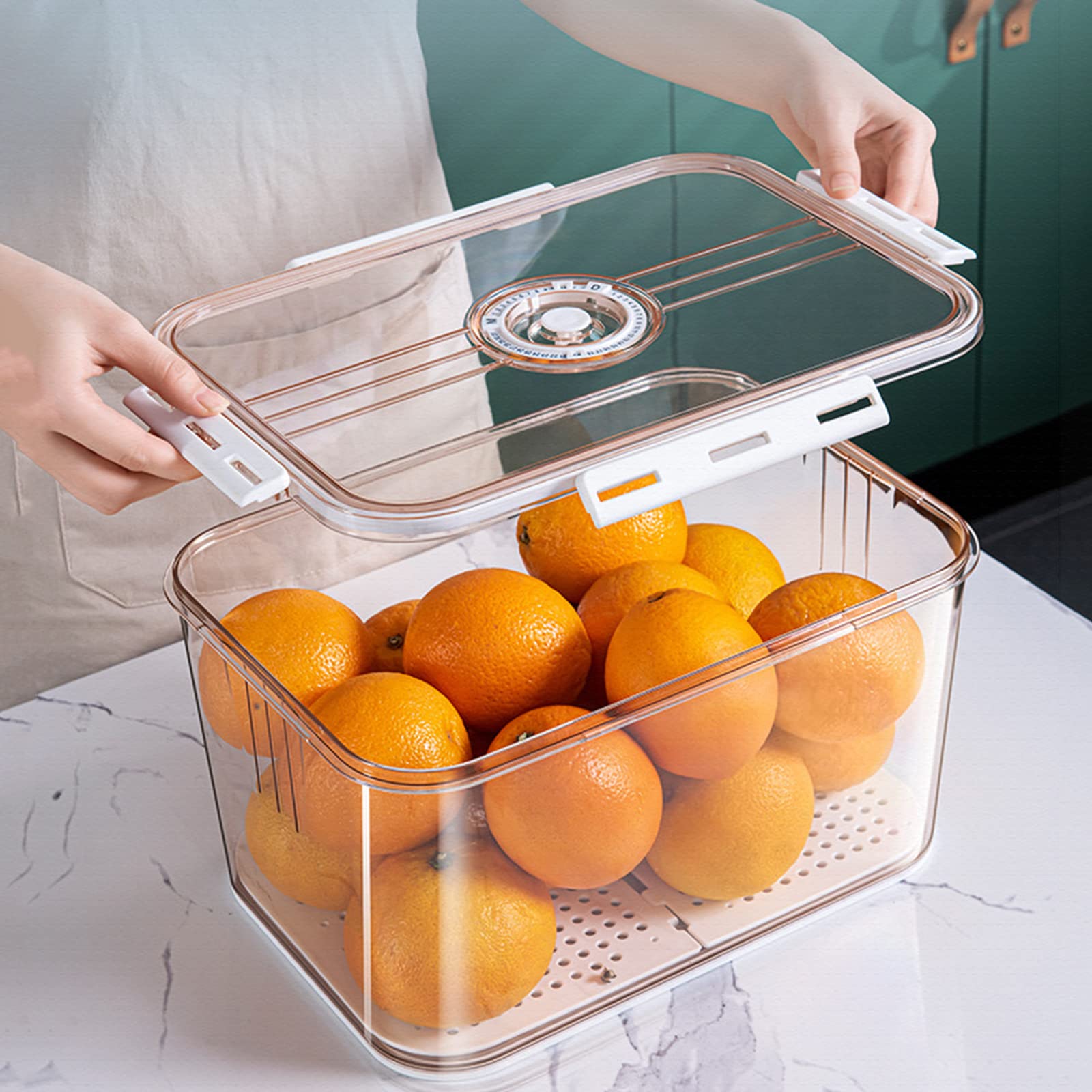 Set di organizer per frigorifero da 5 pezzi - Con timer, frigorifero con coperchio sigillato, contenitore per frutta e verdura per frigorifero, cucina, dispensa, armadi, cou (dimensioni: 20 l/11 l/5