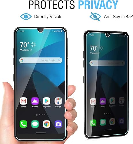 Miniatura 2 de Anbzsign - Protector de pantalla de privacidad para LG Harmony 4, vidrio templado de dureza 9H antiespía (2 unidades)