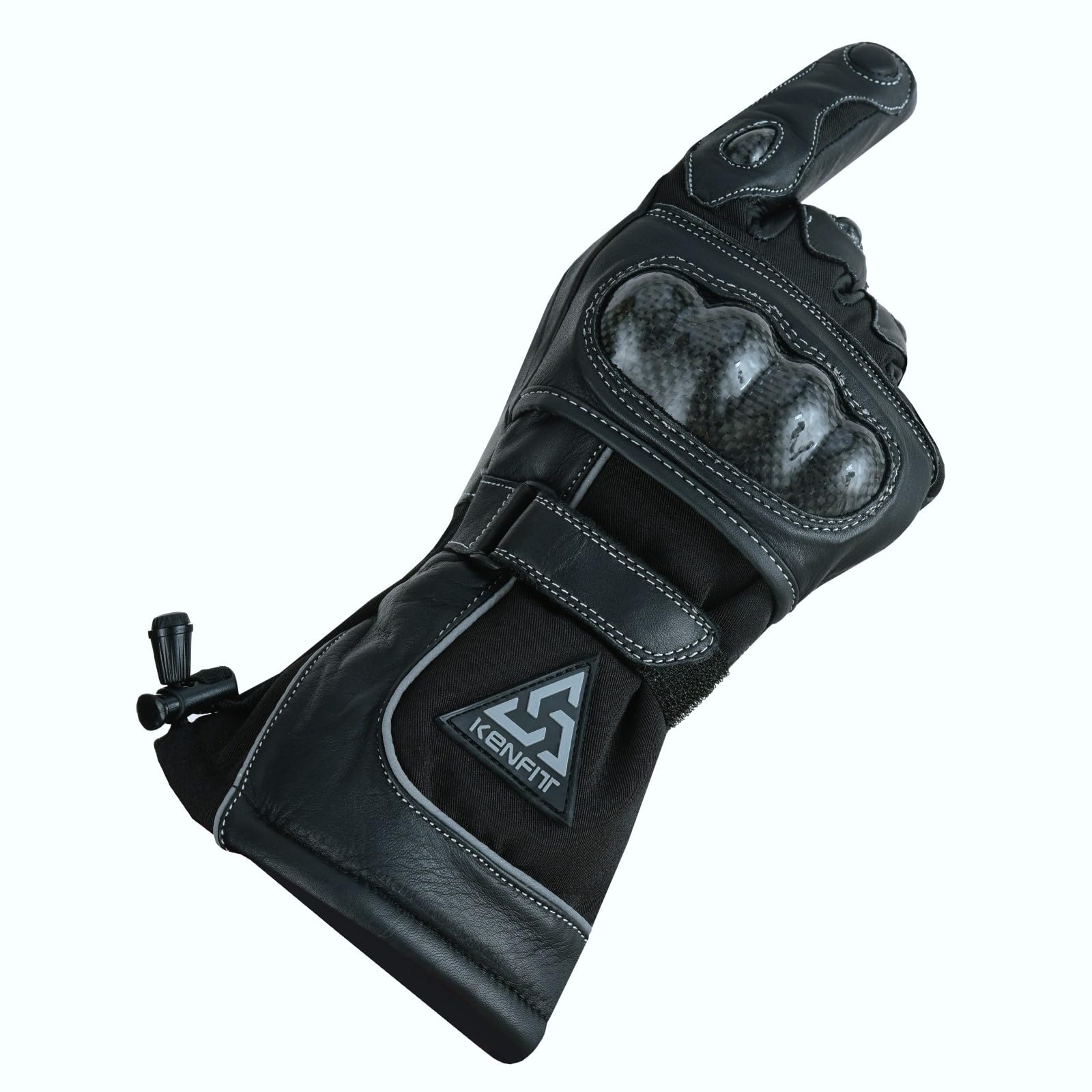 Motorcycle Gloves Genuine Leather Winter Riding Gloves Carbon Knuckle Protection, Waterproof Insulated Motorbike Scooter E-Bike Gloves for Men Women — view 6