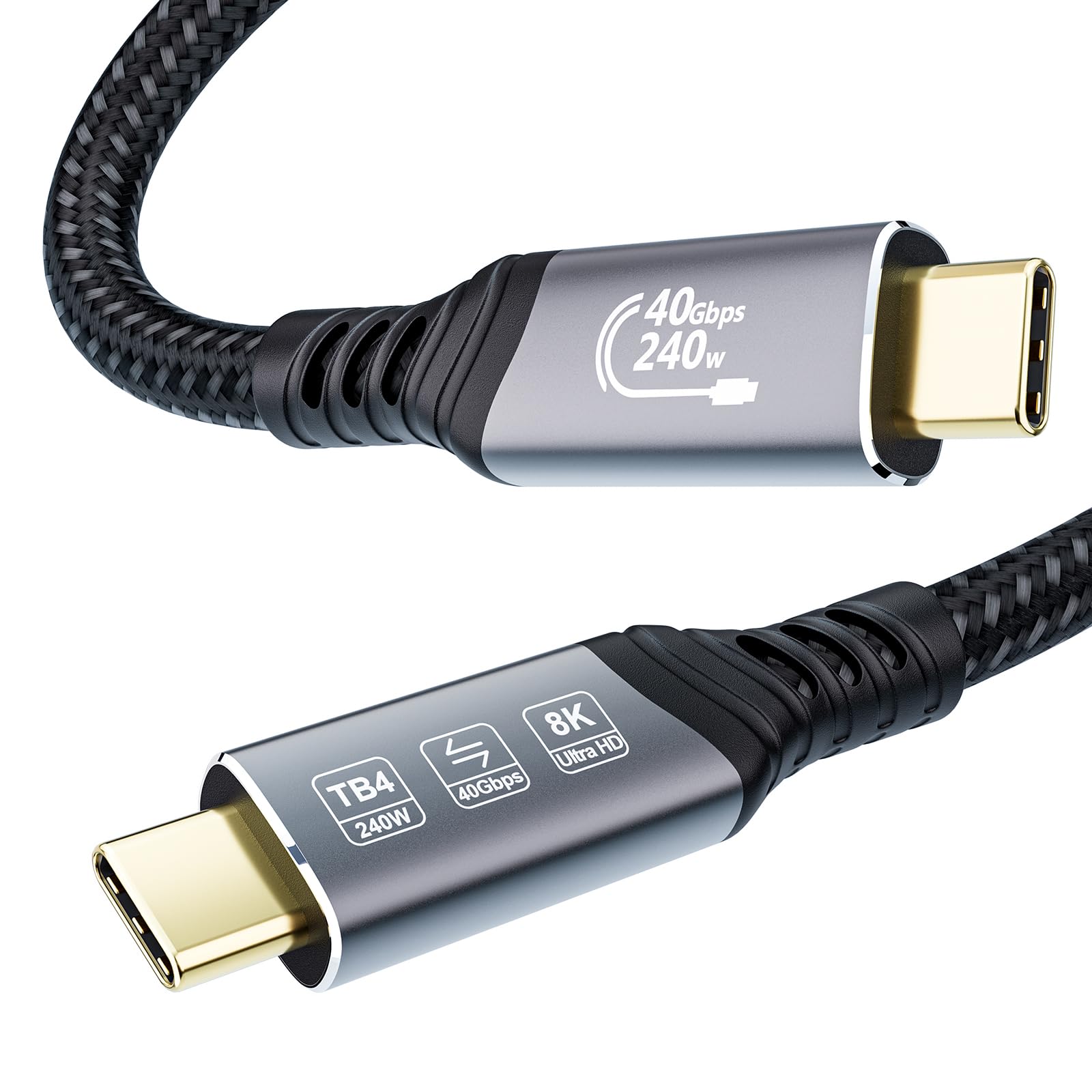 EUDOBEL USB 4 Cavo Thunderbolt 3 metri, USB Type-c 40Gbps PD3.1 240W 48V/5A, 4K@144Hz 8K@60Hz Cavo Thunderbolt 4 per Thunderbolt 5, Thunderbolt 3, eGPU, MacBook, SSD, Switch, Mac mini, Monitor, VR