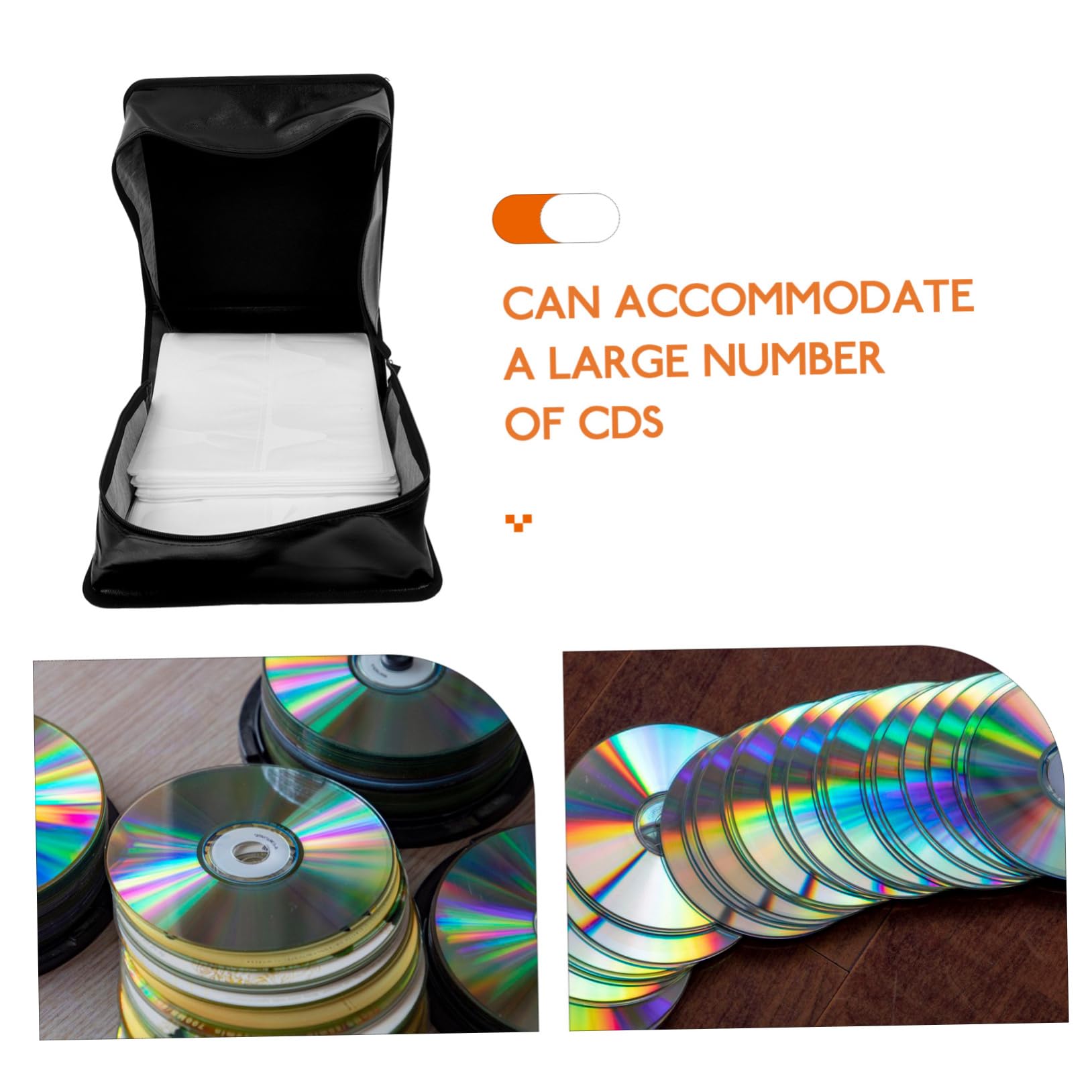 Garneck Portaoggetti Per Dvd in Pelle Pu Capacità Dischi Con Cinghia Mano Nero Custodia Porta Cd Dvd Protettiva e Portatile