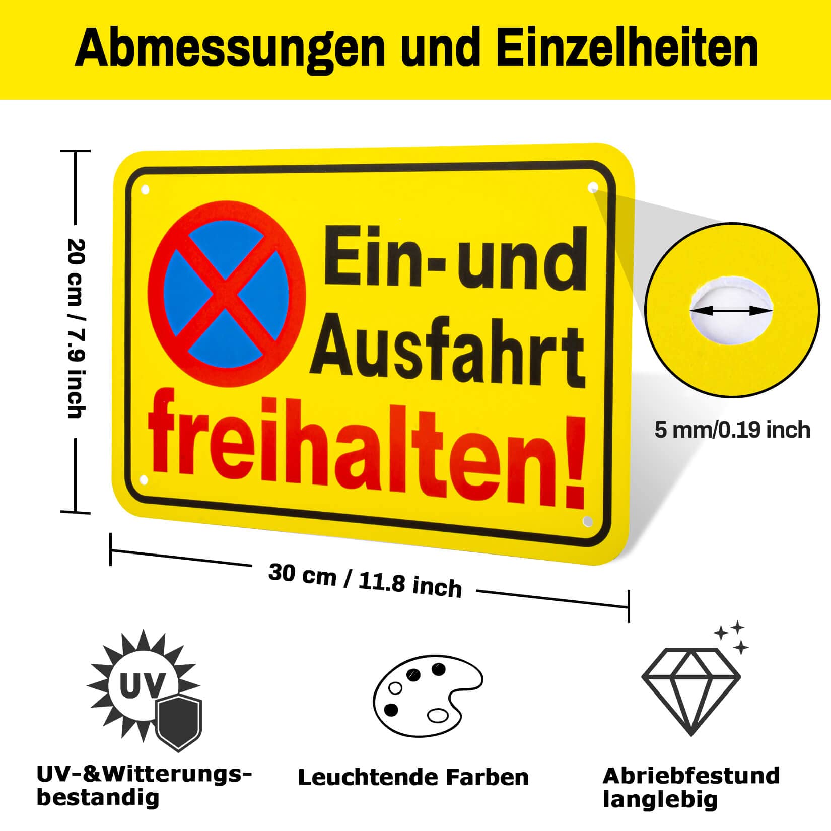 Schild 'Ausfahrt Freihalten' Aus Aluminium, 400 Mm Durchmesser