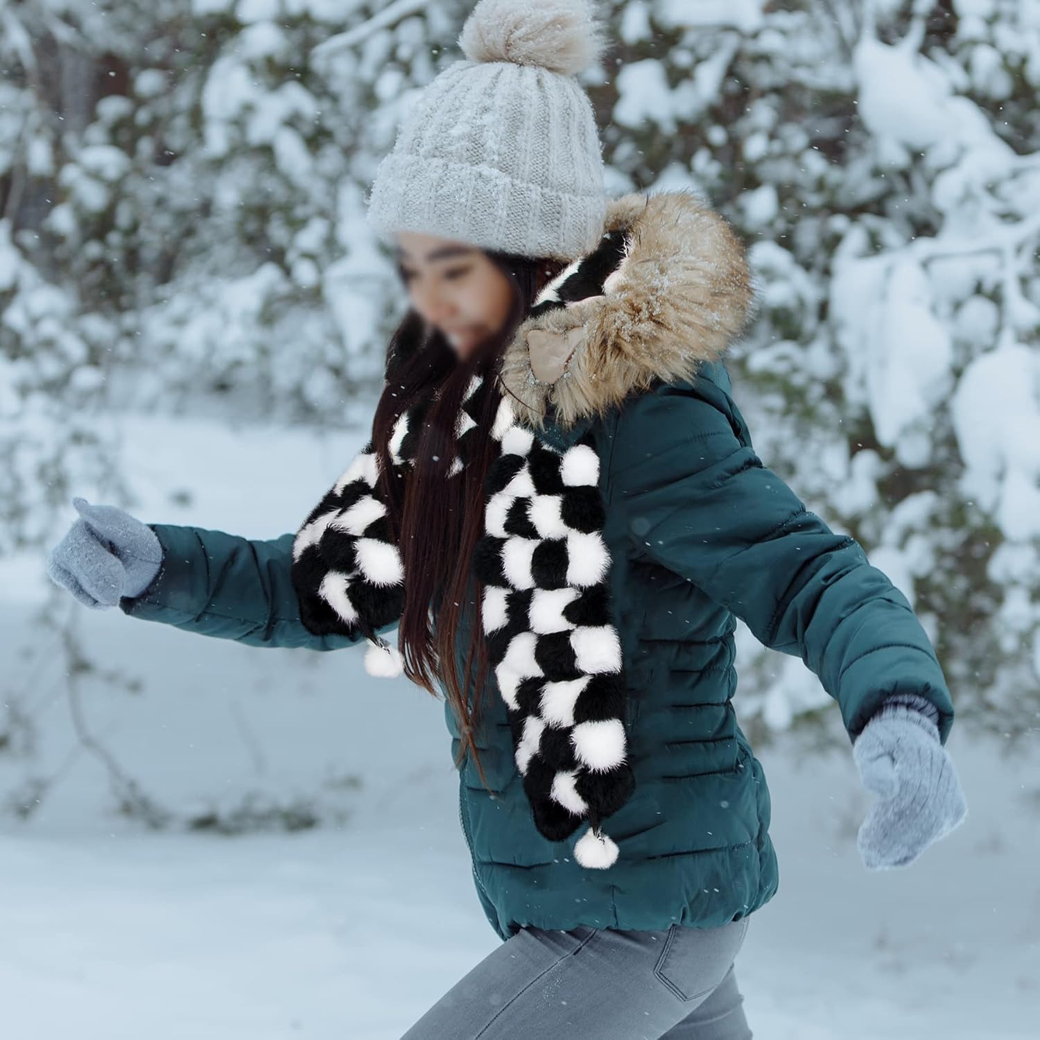 bvya Winter Women Girls Real Rabbit Soft Fur Scarf Warm Neck Wrap - Image 6