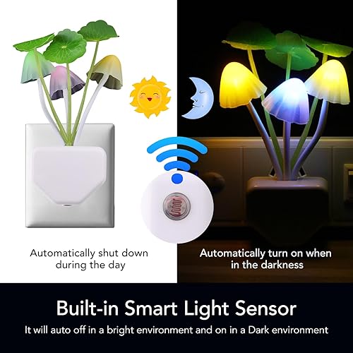 Miniatura 3 de Rienar Luz nocturna LED con sensor lámpara de cama LED enchufable que cambia de color