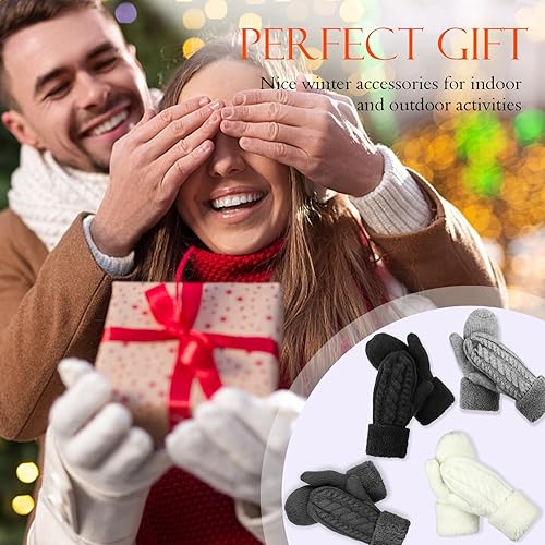 Miniatura 7 de AURUZA Guantes cálidos de invierno para mujer, guantes de punto, forro suave y cálido, accesorios para clima frío, regalos