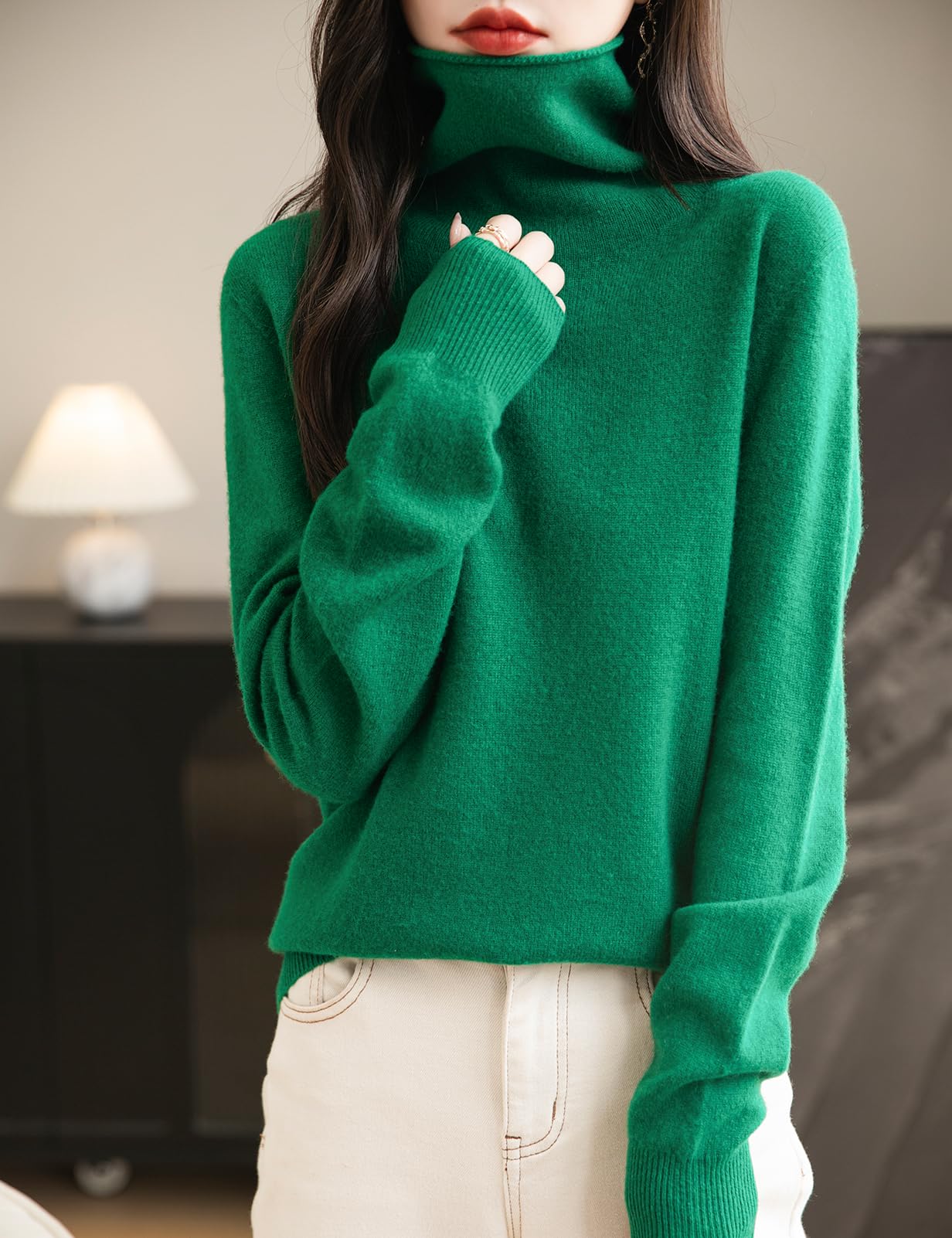 Chanyarn 100% Merinowolle Pullover Damen Rollkragenpullover First-Line Ready to Wear Langarm nahtlosem Strickpullover