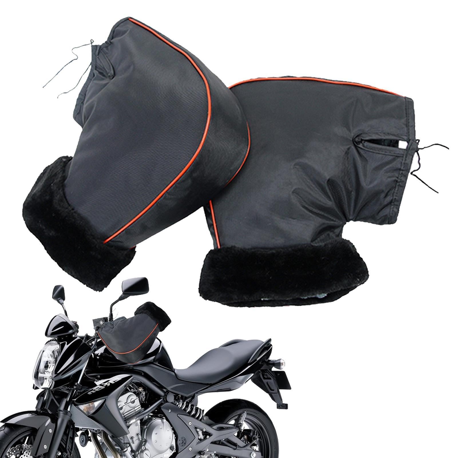 Guanti Da Manubrio Per Moto Invernali – Impermeabili, Antivento, Ispessiti In Nylon E Peluche, Taglia Media (22,6 Cm) - 2